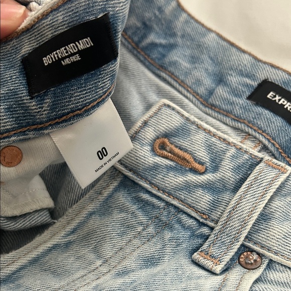 Express Light Blue Distressed Jean Shorts - Picture 2 of 4